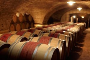 Vários barris de vinho