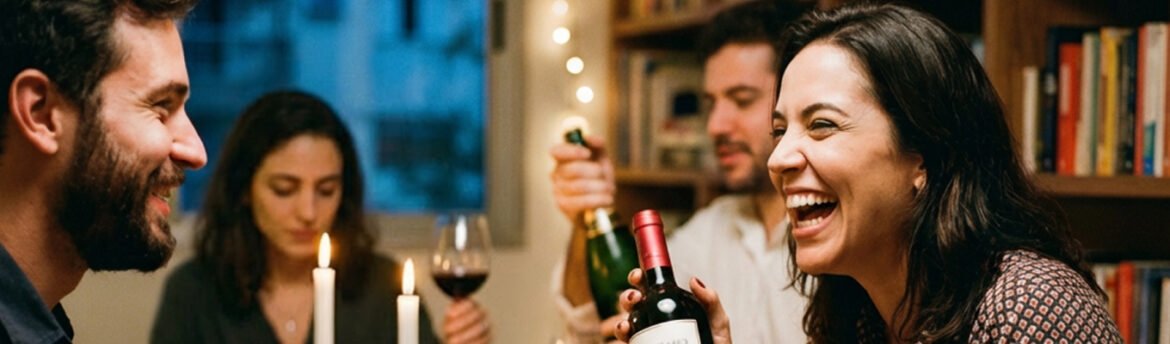 A candid, documentary-style photograph of a "Secret Santa" gift exchange